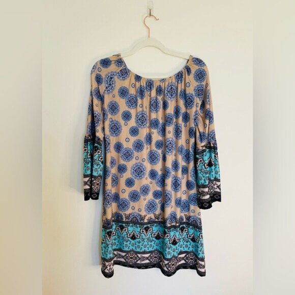 Hang Ups Women's Medallion Pattern Long-Sleeve Mini Dress Size S/M Lightweight - Picture 3 of 7